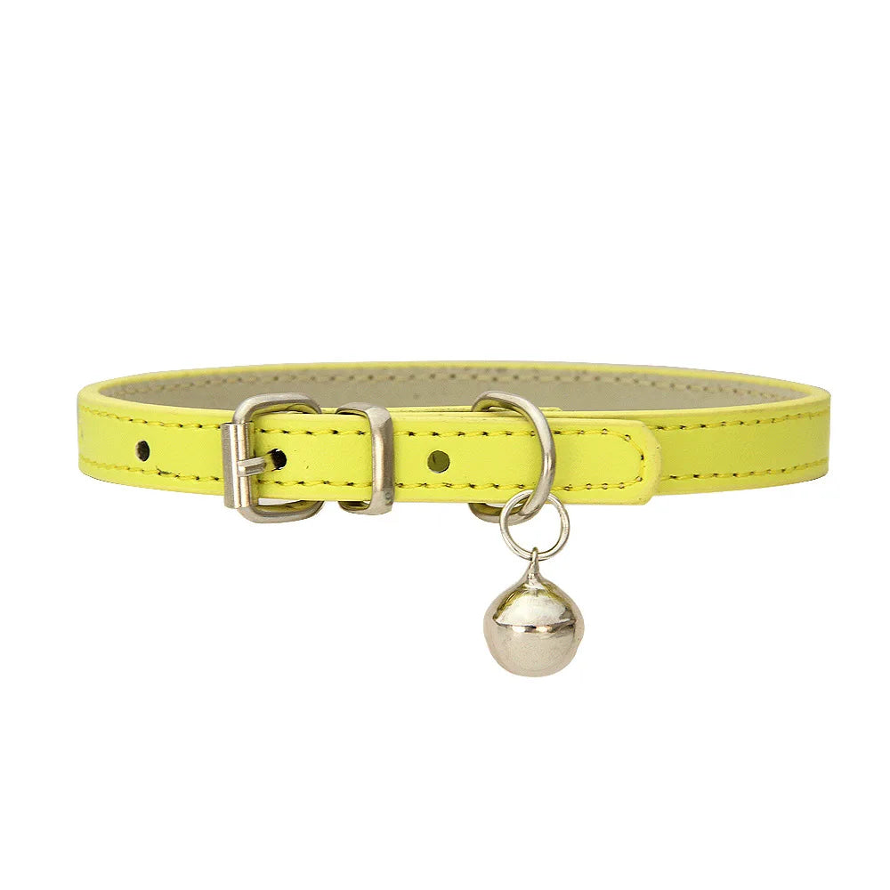 Dog Collar Pu Leather Collar Leash Pet Dog Collar Pet Supplies Cat Collar with Bells Dog Collar Chihuahua Dog Collar Cat Collar