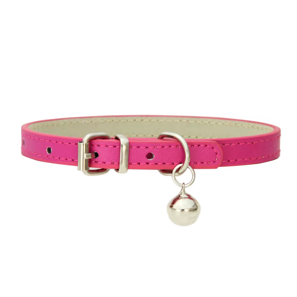 Dog Collar Pu Leather Collar Leash Pet Dog Collar Pet Supplies Cat Collar with Bells Dog Collar Chihuahua Dog Collar Cat Collar